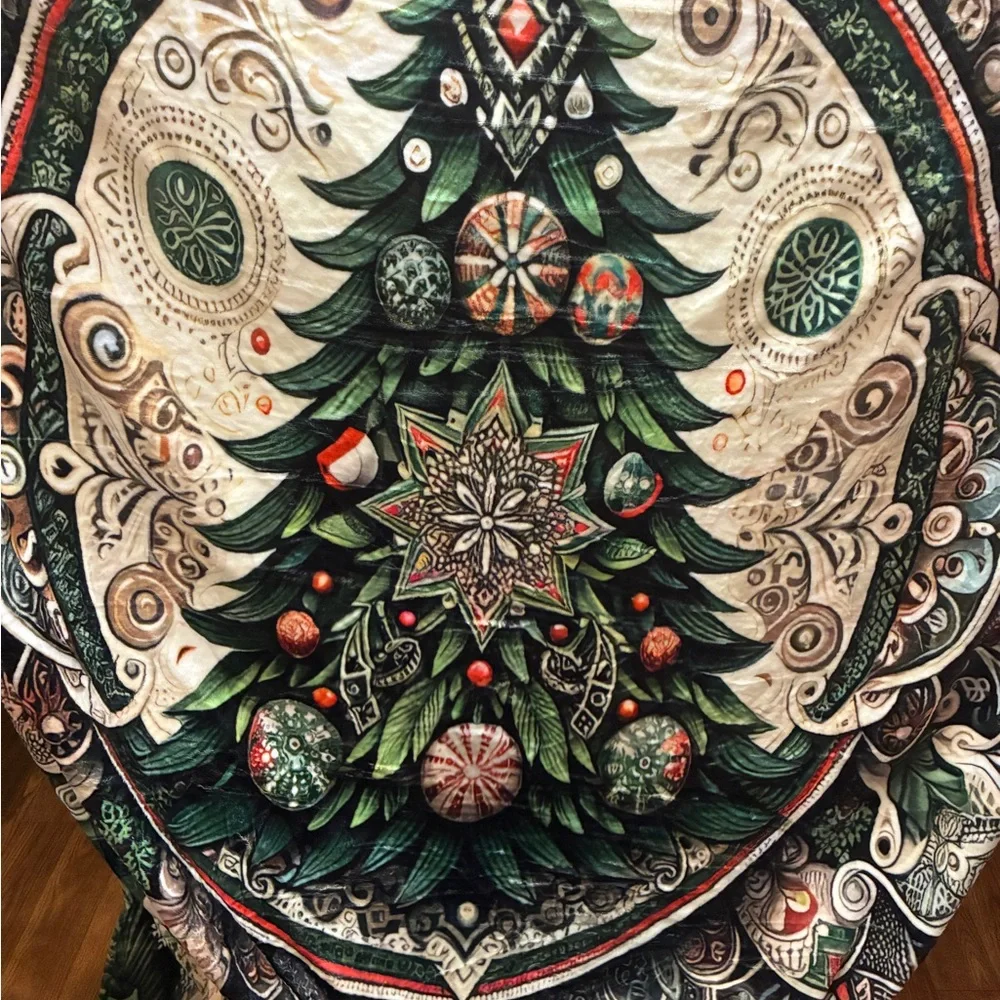 Festive Christmas Tree Blanket NWOT